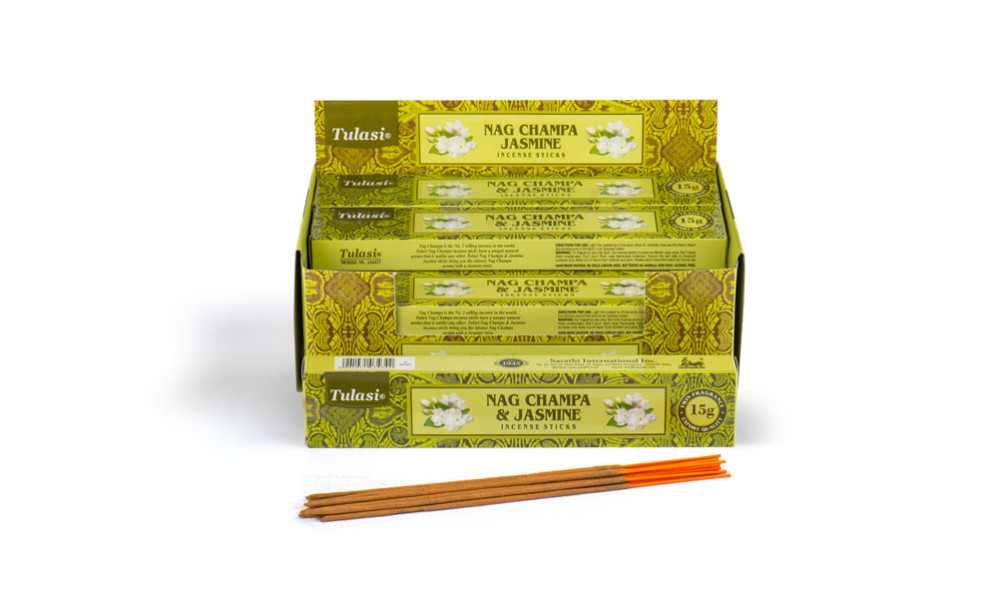 Tulasi Incense Nag Champa Blends: Nag Champa & Jasmine (12 packs x 24 units = 288 packs)