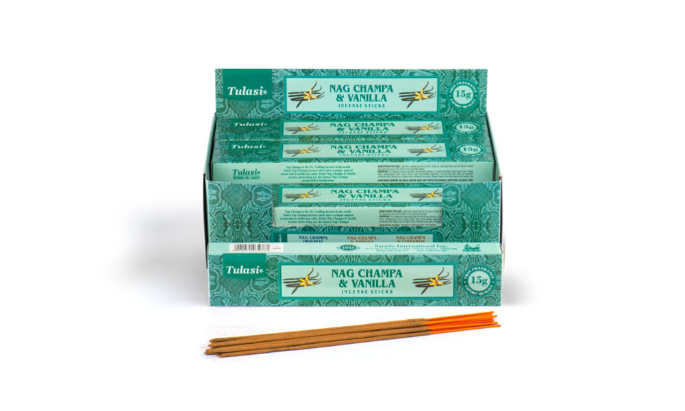 Tulasi Incense Nag Champa Blends: Nag Champa & Vanilla   (12 packs x 24 units = 288 packs)