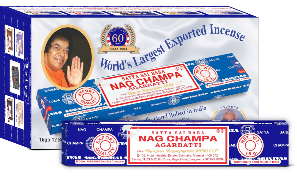 Satya Nag Champa Incense 15gms  (12 packs x 50 units = 600 packs)