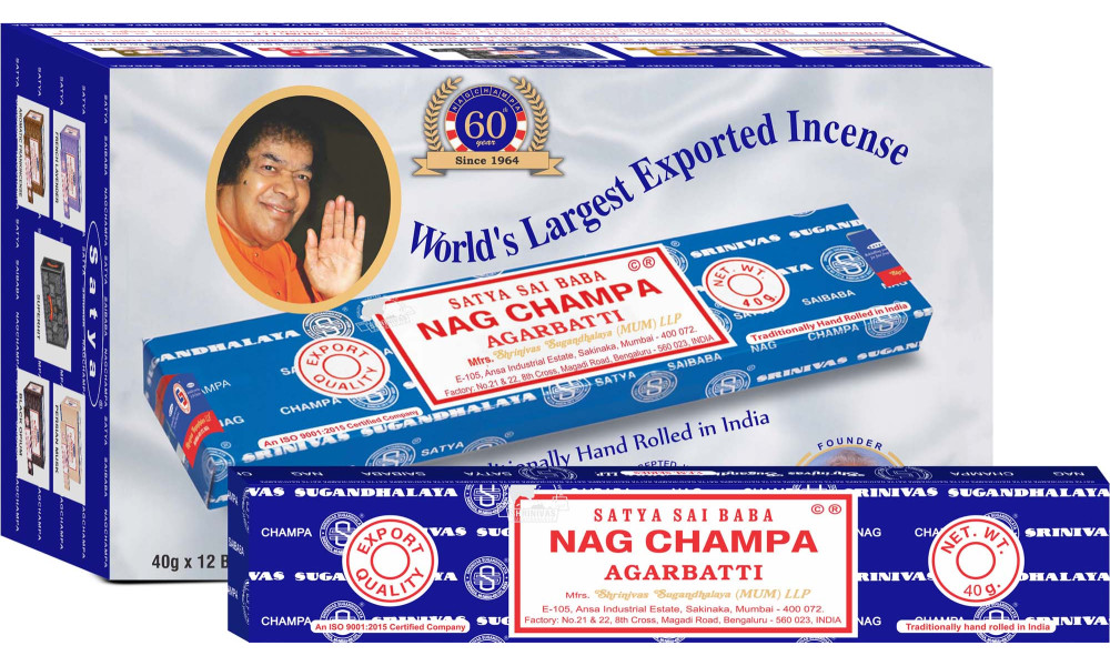 Satya Nag Champa Incense 40gms (12 packs x 30 units = 360 packs)