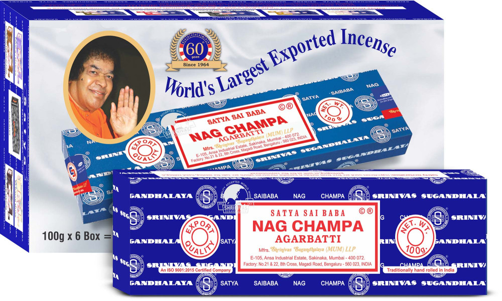 Satya Nag Champa Incense 100gms (6 packs x 24 units = 144 packs)