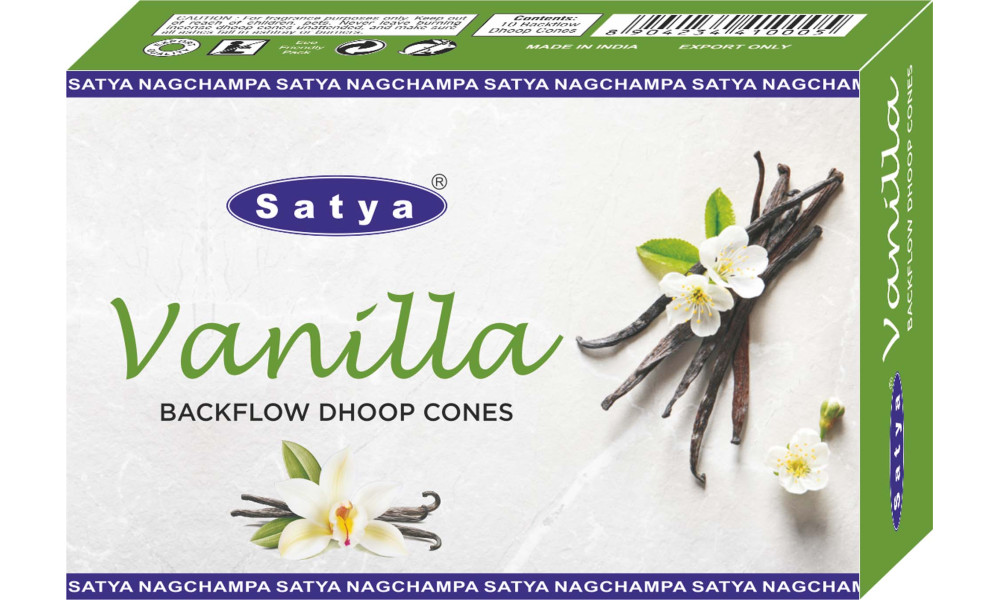 Satya Premium Backflow Cones: Vanilla (12 packs x 30 units = 360 packs)